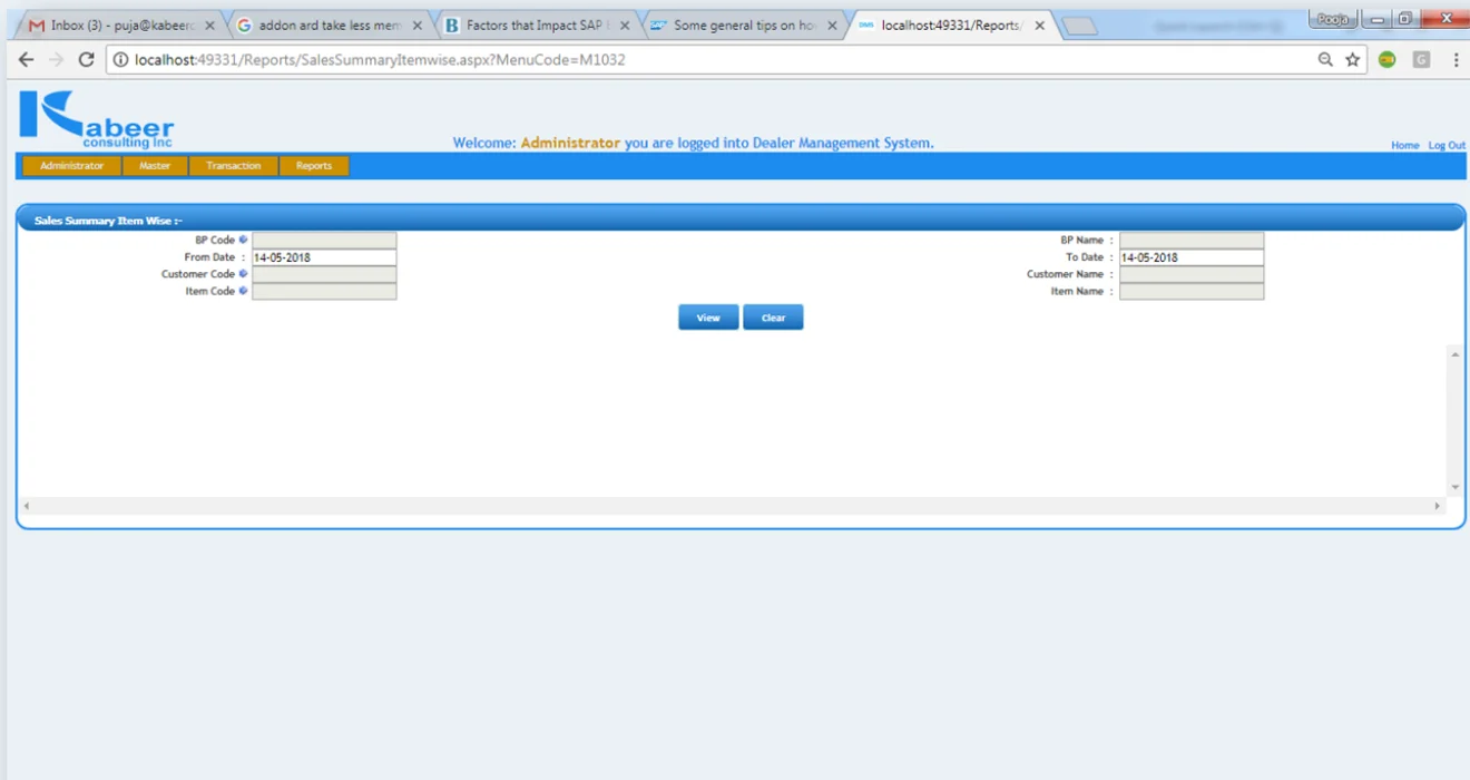 Sales Summary Item Wise Report