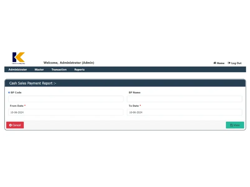 SMM - 4 - Cash Sales Payment Report