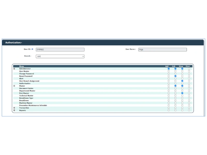 Authorization - Administration - EAM