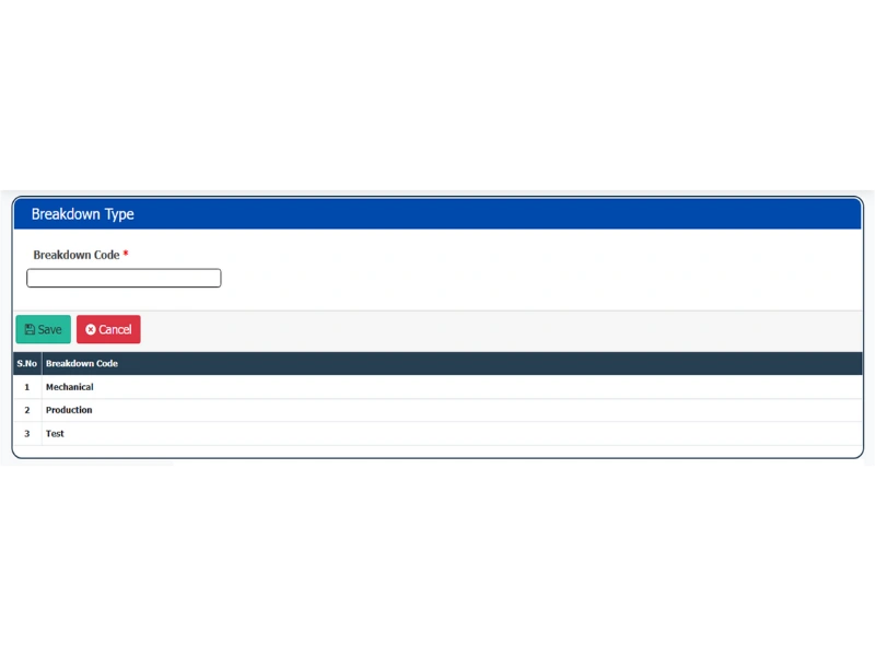 Breakdown Type - Master Data - EAM