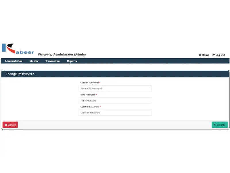 Change Password Screenshot