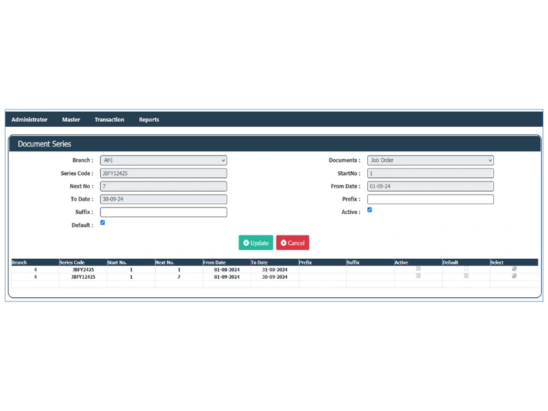 Document Series - Master Data - EAM