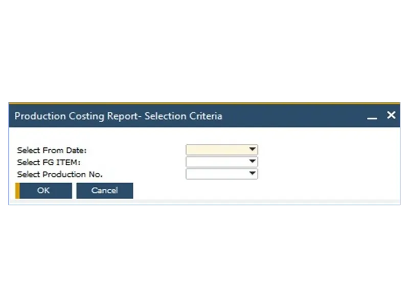 Report Parameter - Actual Product Costing Report in SAP B1