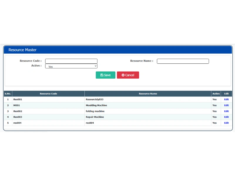 Resource Master - Master Data - EAM