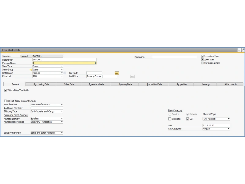SAP Item Master - Master Data - EAM