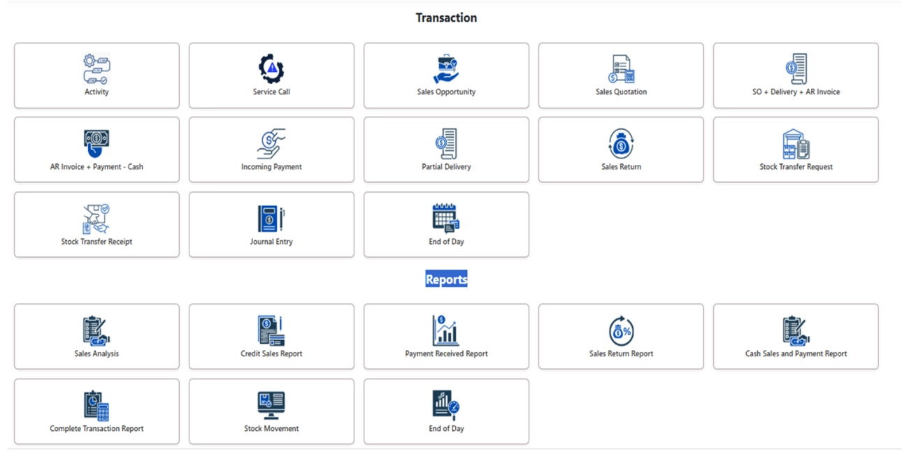 2 - Home Screen - Sales & Store Mgmt