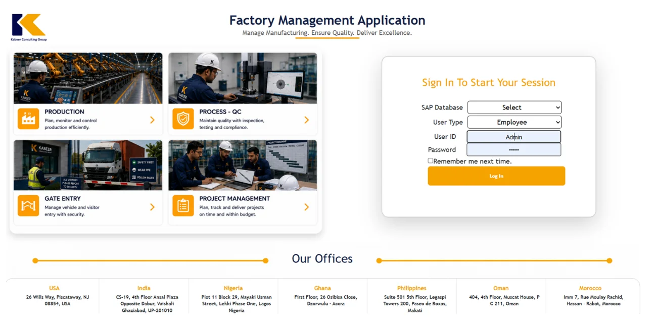 User Login - Factory Management