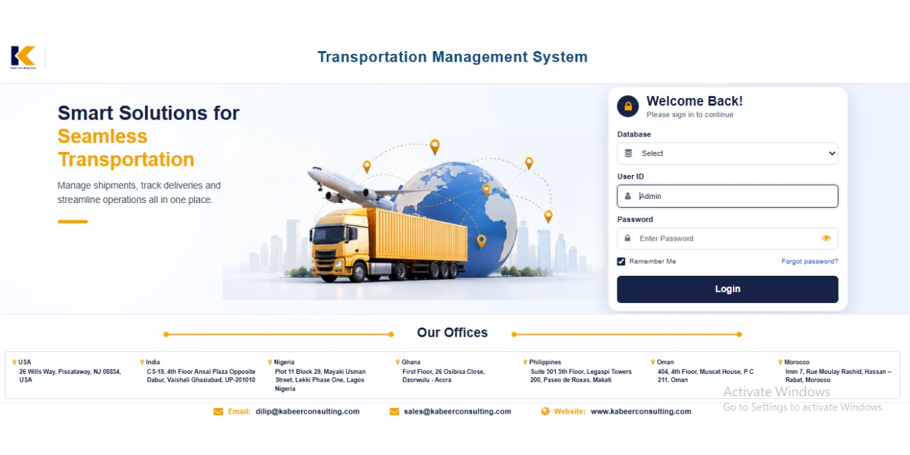 Transport Management - Login