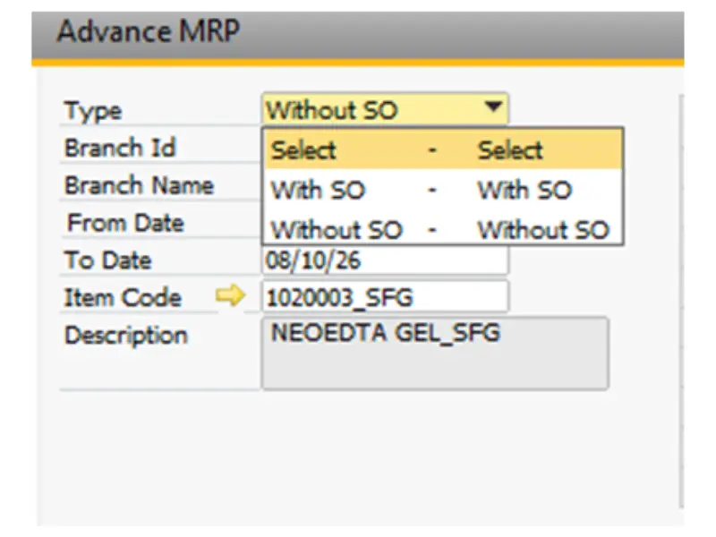 1 - Without SO - Advanced MRP Addon in SAP B1