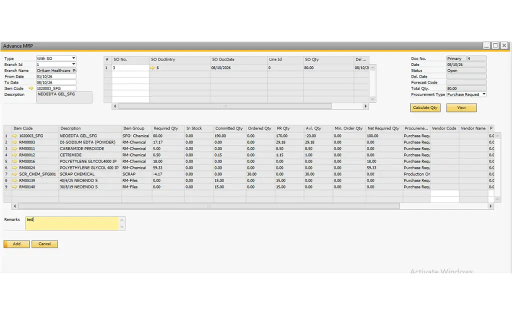 With SO - Advanced MRP Addon in SAP B1